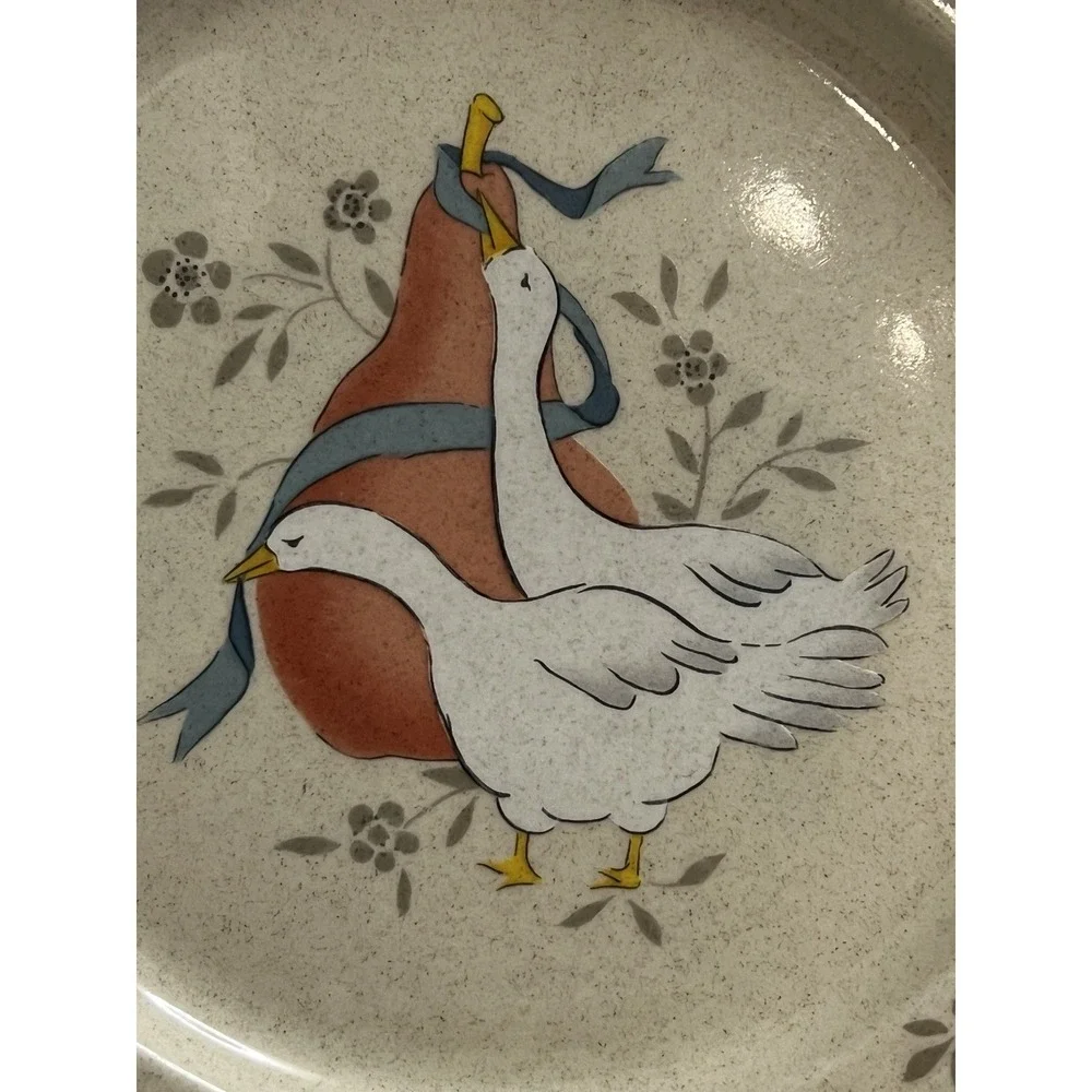 Vtg International Marmalade Goose Stoneware Salad Plates Cottage Country Farm